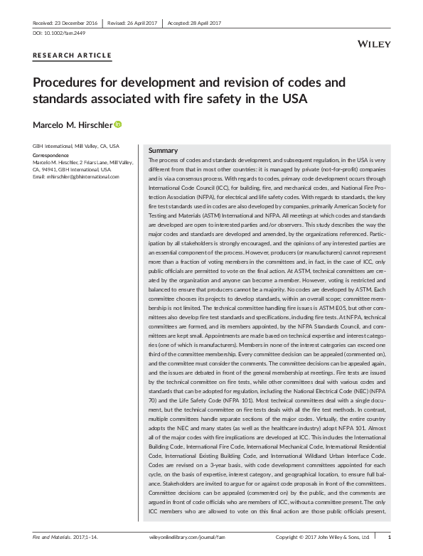 (PDF) Procedures for development and revision of codes and standards ...