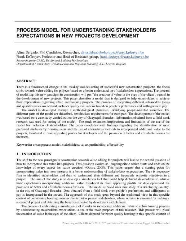(PDF) Process Model for Understanding Stakeholders Expectations in New ...