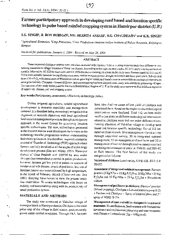 (PDF) Farmer participatory approach in developing need based and ...