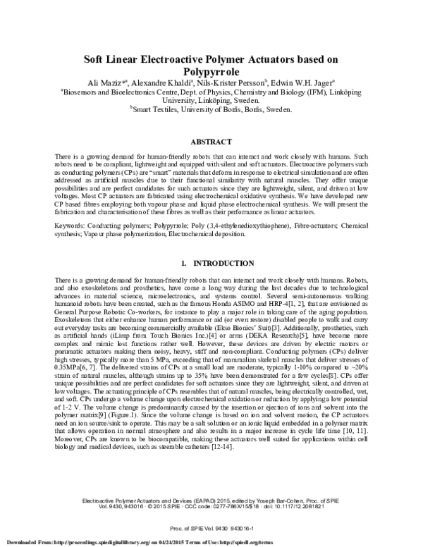 (PDF) Soft linear electroactive polymer actuators based on polypyrrole