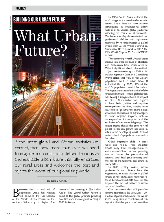 (PDF) Building Our Urban Future - What Urban Future.pdf Thinker Magazine
