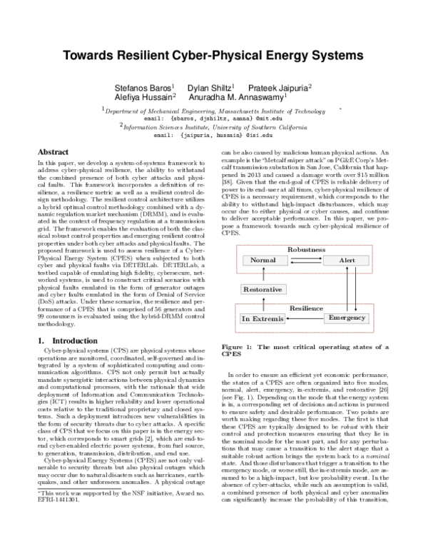 (PDF) Towards Resilient Cyber-Physical Energy Systems
