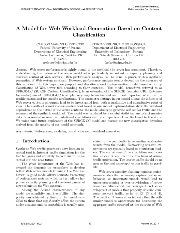 (PDF) A Model for Web Workload Generation Based on Content Classification