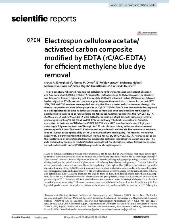 (PDF) Electrospun cellulose acetate/activated carbon composite modified ...