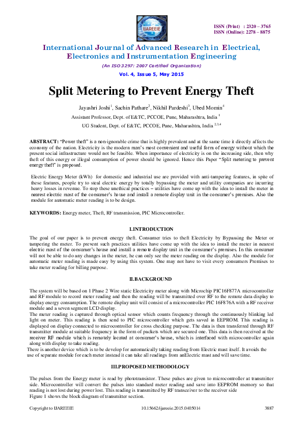 (PDF) Split Metering to prevent Energy Theft