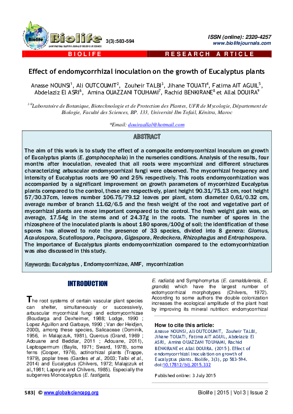 (PDF) Effect of endomycorrhizal inoculation on the growth of Eucalyptus ...