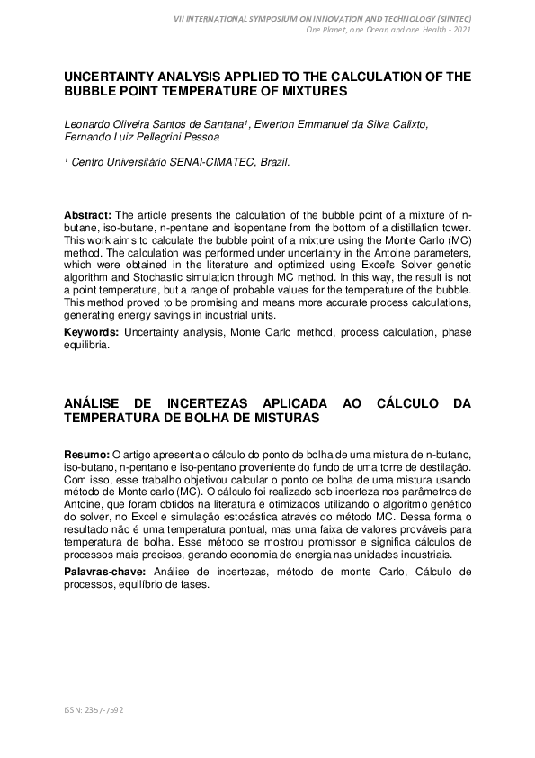 (PDF) Uncertainty Analysis Applied to the Calculation of the Bubble ...