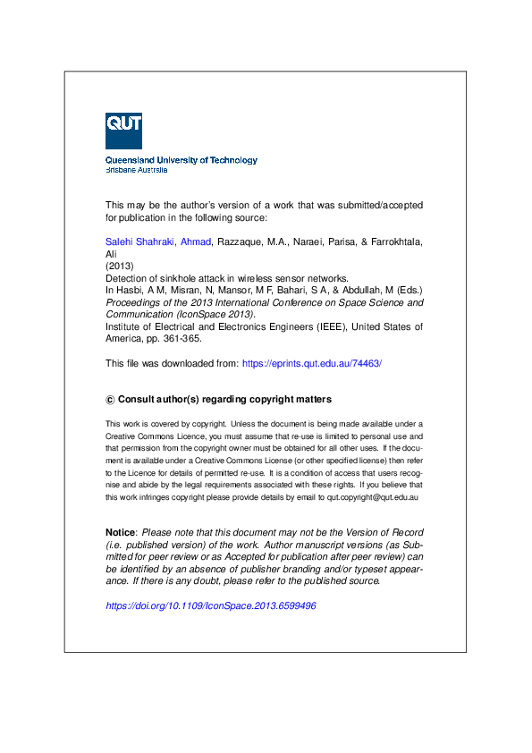 (PDF) Detection of sinkhole attack in wireless sensor networks