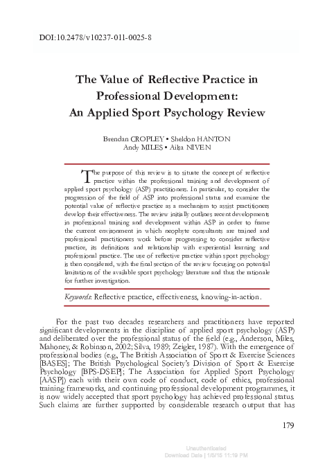 (PDF) The Value of Reflective Practice in Professional Development: An ...