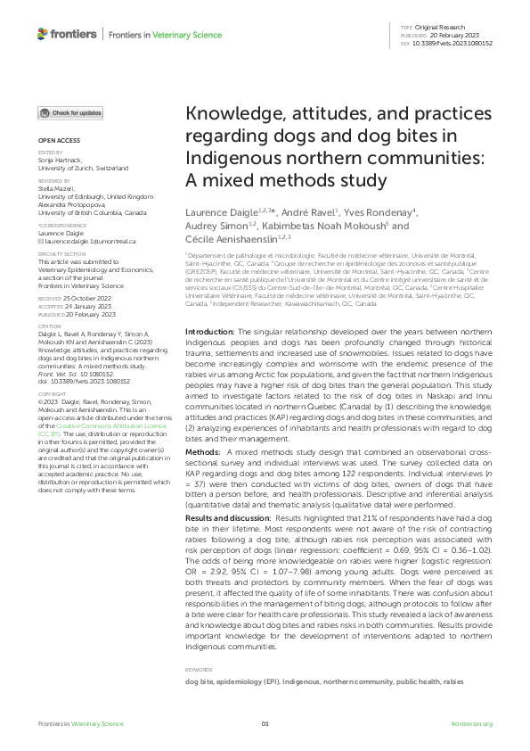(PDF) Knowledge, attitudes, and practices regarding dogs and dog bites ...