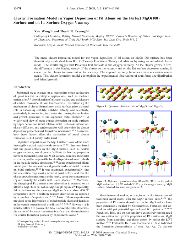 (PDF) Cluster Formation Model in Vapor Deposition of Pd Atoms on the ...
