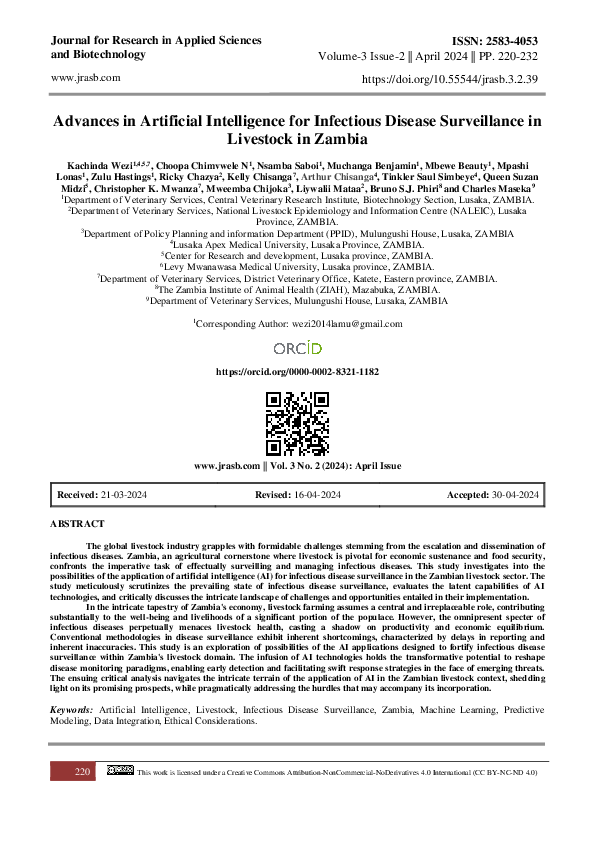 (PDF) Advances in Artificial Intelligence for Infectious Disease ...