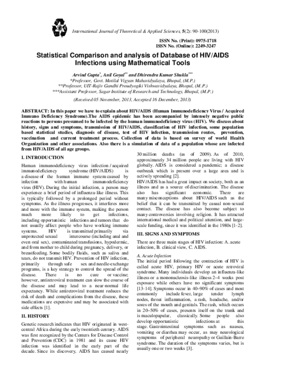 (PDF) Statistical Comparison and analysis of Database of HIV/AIDS ...