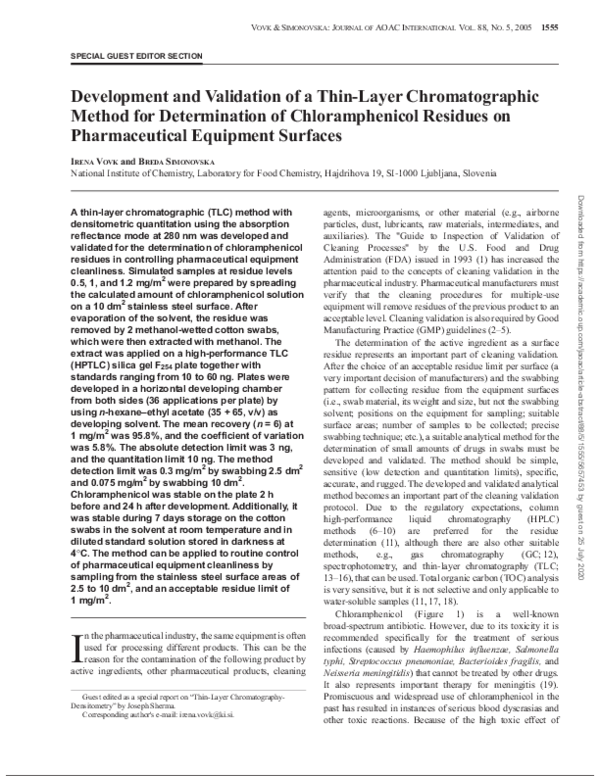 (PDF) Development and Validation of a Thin-Layer Chromatographic Method ...
