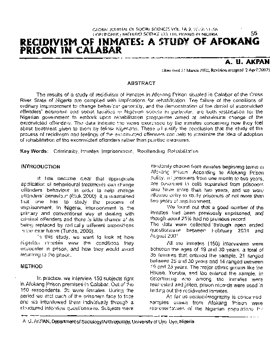 (PDF) Recidivism of inmates: a study of conceptual analysis