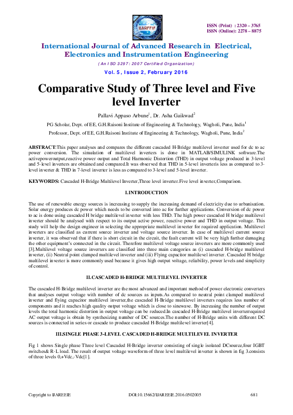 (PDF) Comparative Study of Three level and Five level Inverter
