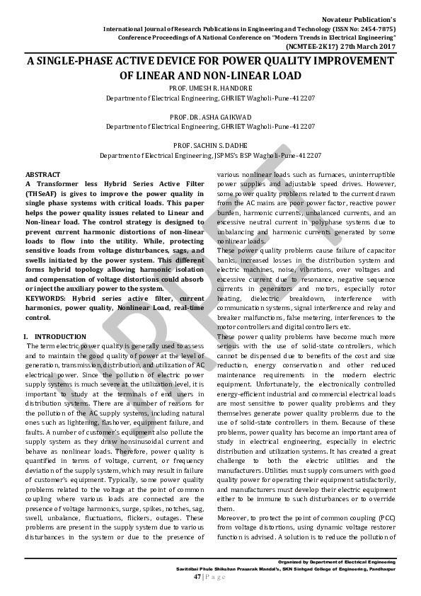(PDF) A Single-Phase Active Device For Power Quality Improvement Of ...