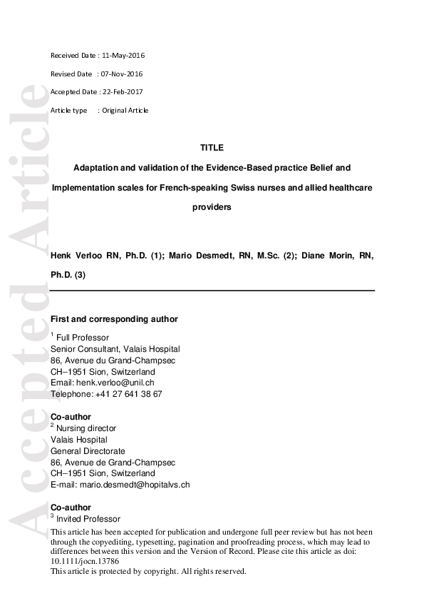(PDF) Adaptation and validation of the Evidence-Based Practice Belief ...
