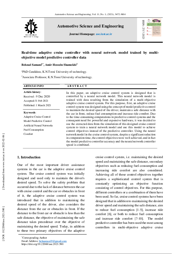 (PDF) Design of real-time cruise controller with trained neural network ...
