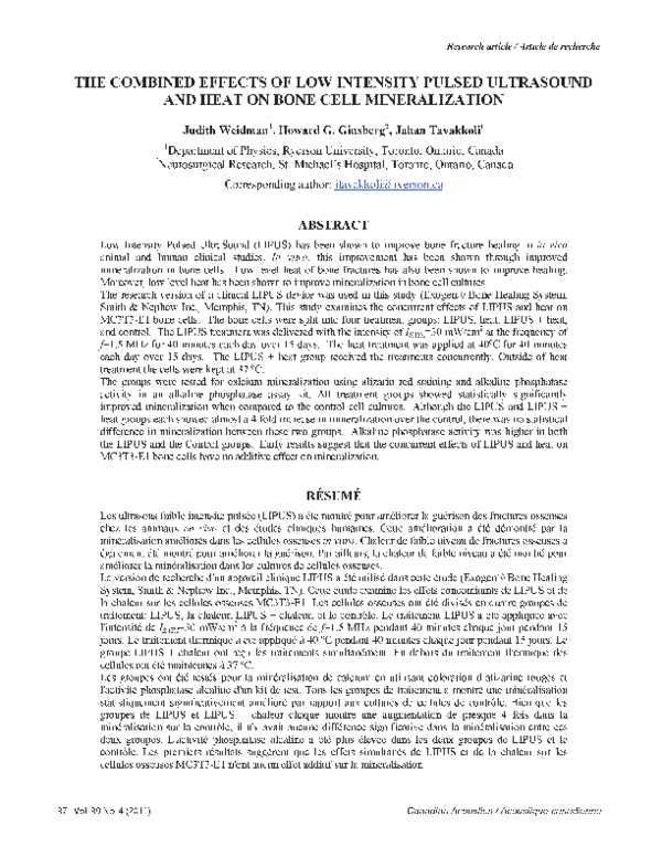 (PDF) The combined effects of low intensity pulsed ultrasound and heat ...