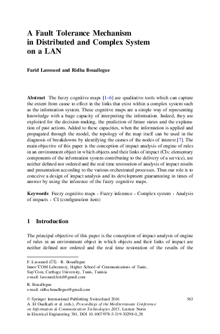 (PDF) A Fault Tolerance Mechanism in Distributed and Complex System on ...
