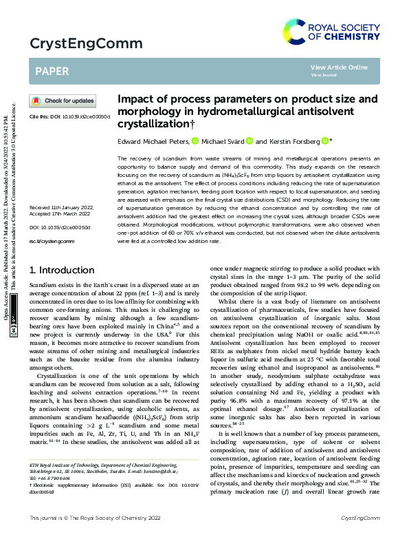 (PDF) Impact of process parameters on product size and morphology in ...