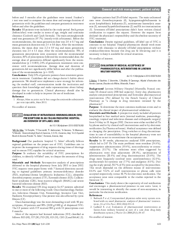 (PDF) GRP-063 Evaluation of Intravenous Immunoglobulin (IVIG ...
