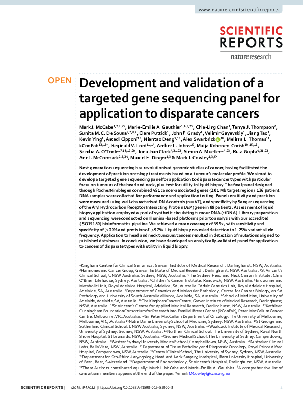 (PDF) Development and validation of a targeted gene sequencing panel ...