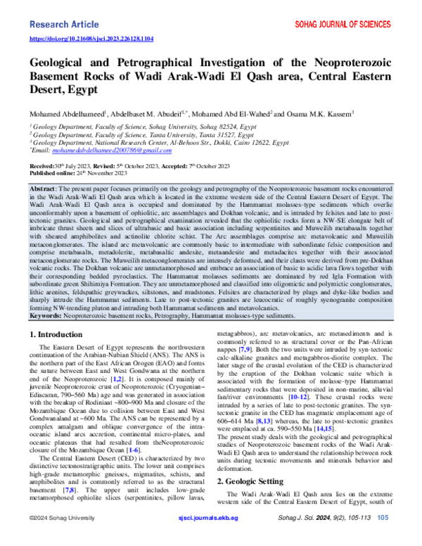 (PDF) Geological and Petrographical Investigation of the Neoproterozoic ...