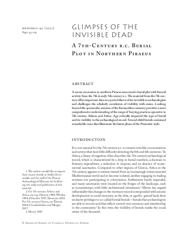 (PDF) Glimpses of the Invisible Dead: A 7th-Century B.C. Burial Plot in ...