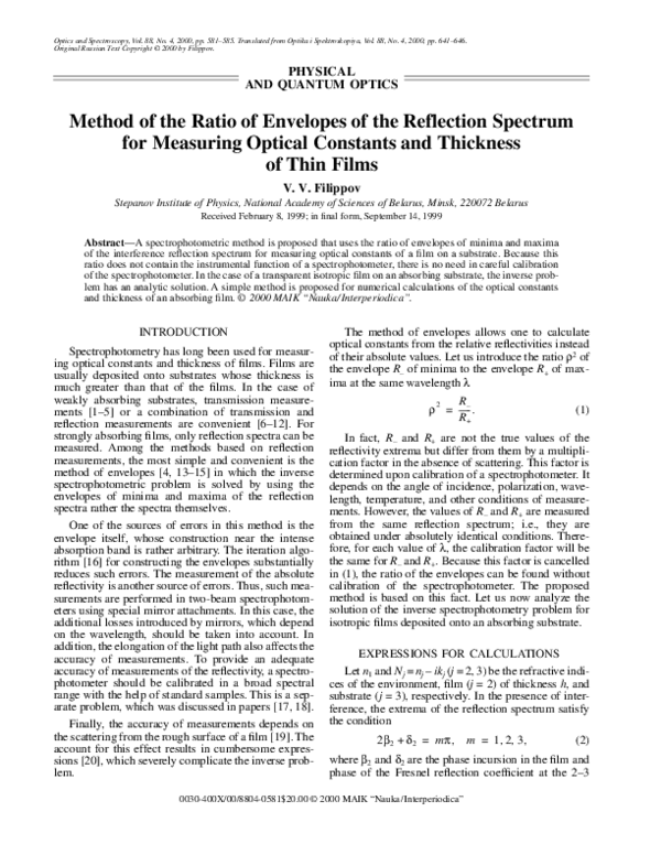 (PDF) Method of the ratio of envelopes of the reflection spectrum for ...
