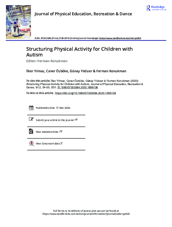 (PDF) Structuring Physical Activity for Children with Autism