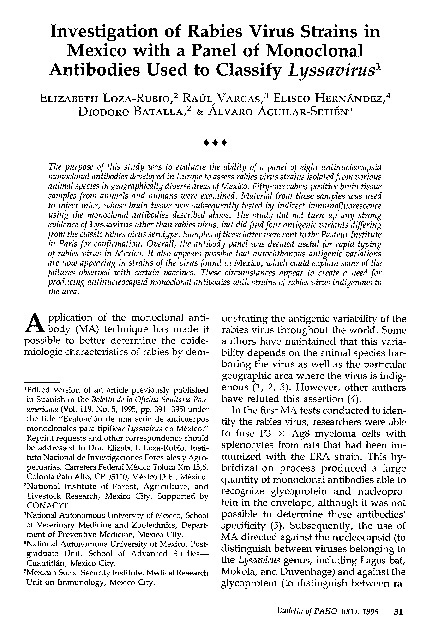 (PDF) Investigation of rabies virus strains in Mexico with a panel of ...