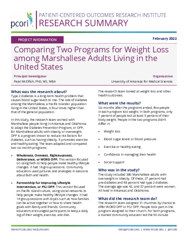 (PDF) Comparing Two Programs for Weight Loss among Marshallese Adults ...