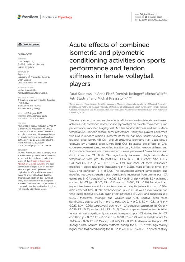 (PDF) Acute effects of combined isometric and plyometric conditioning ...