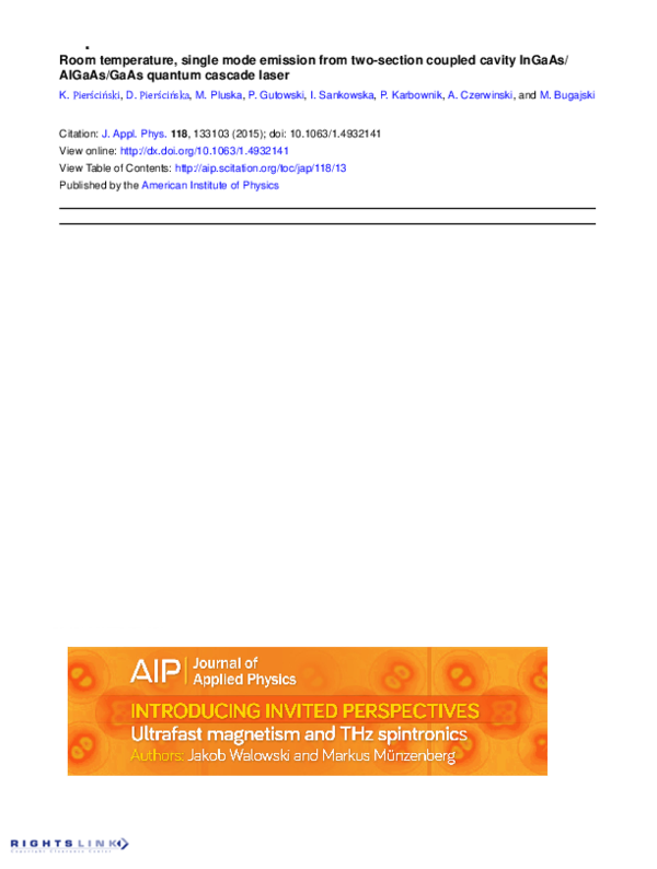 (PDF) Room temperature, single mode emission from two-section coupled ...