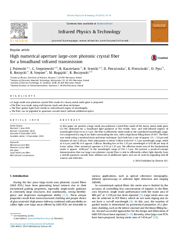 (PDF) High numerical aperture large-core photonic crystal fiber for a ...