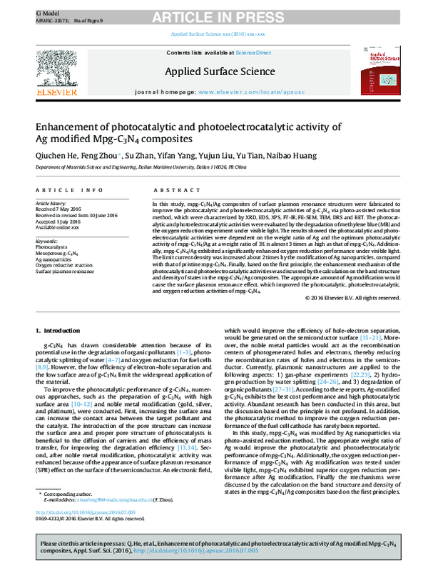 (PDF) Enhancement of Photocatalytic and Photoelectrochemical ...