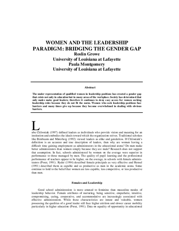 (PDF) Women and the leadership paradigm: Bridging the gender gap