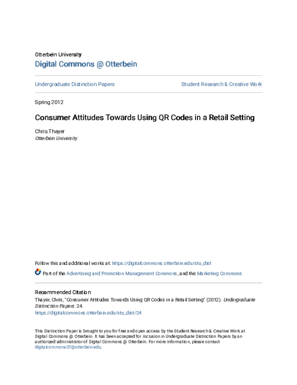 (PDF) Consumer Attitudes Towards Using QR Codes in a Retail Setting