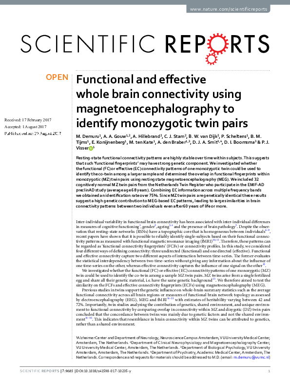 (PDF) Functional and effective whole brain connectivity using ...