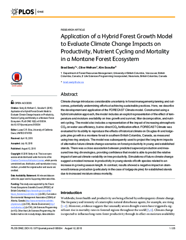 (PDF) Application of a Hybrid Forest Growth Model to Evaluate Climate ...