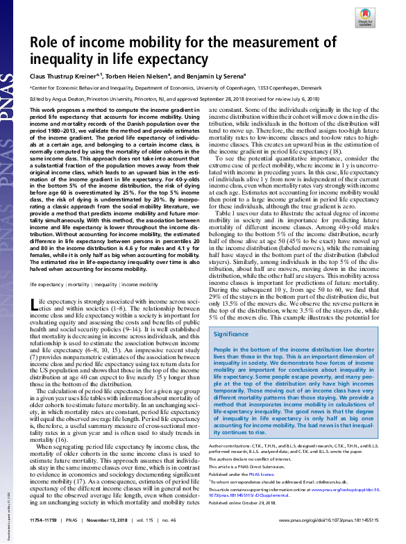 (PDF) Role of income mobility for the measurement of inequality in life ...