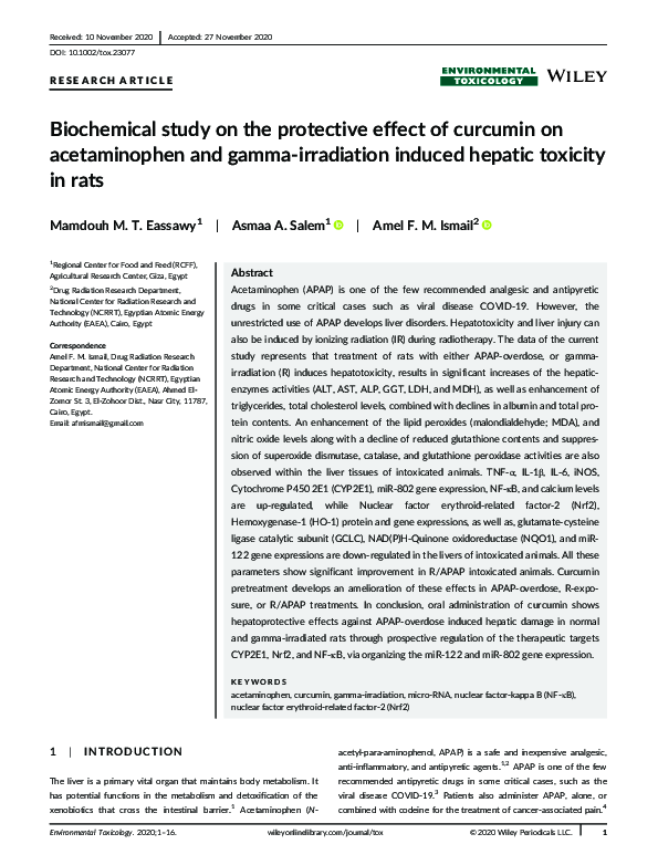 (PDF) Biochemical study on the protective effect of curcumin on ...