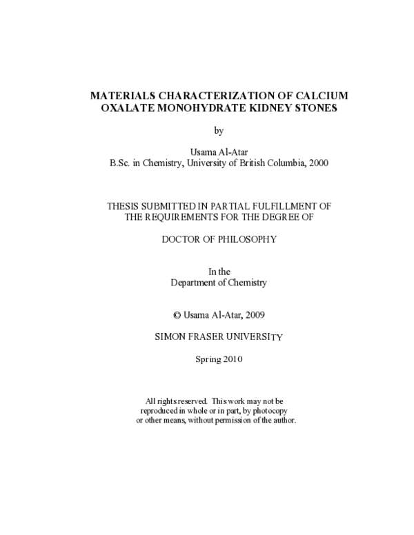 (PDF) Materials characterization of calcium oxalate monohydrate kidney ...