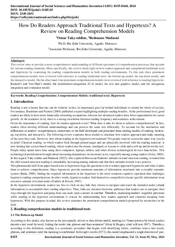 (PDF) How Do Readers Approach Traditional Texts and Hypertexts? A ...
