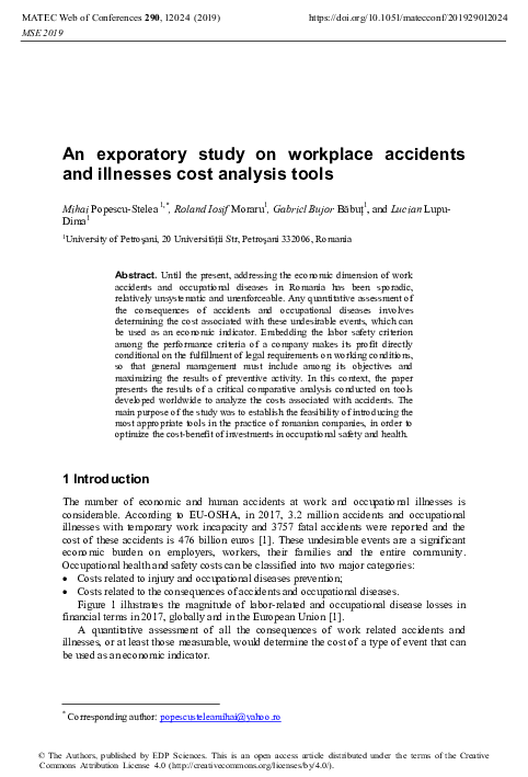 (PDF) An exporatory study on workplace accidents and illnesses cost ...