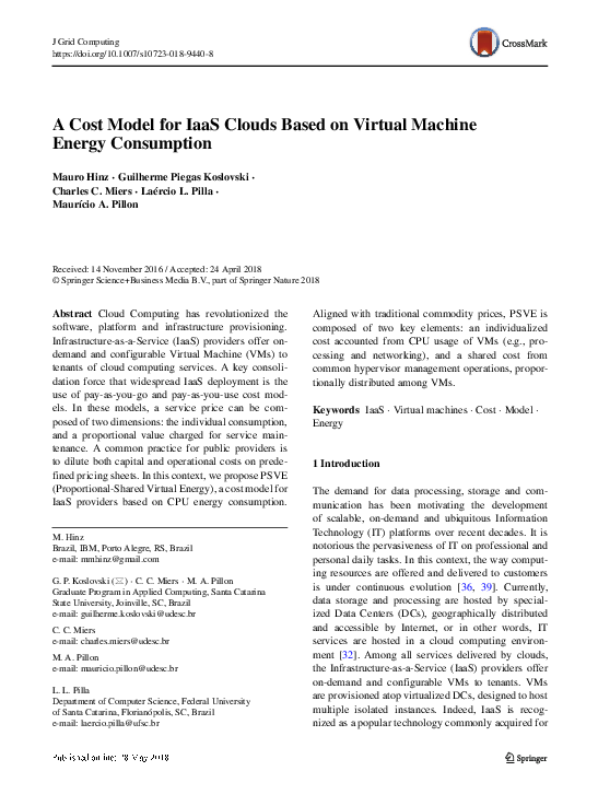 (PDF) A Cost Model for IaaS Clouds Based on Virtual Machine Energy ...