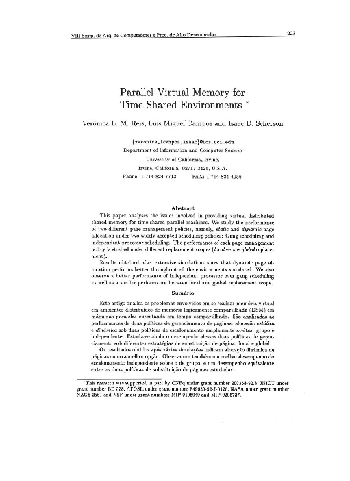 (PDF) Parallel Virtual Memory for Time Shared Environments
