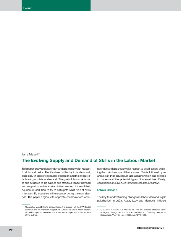 (PDF) The Evolving Supply and Demand of Skills in the Labour Market